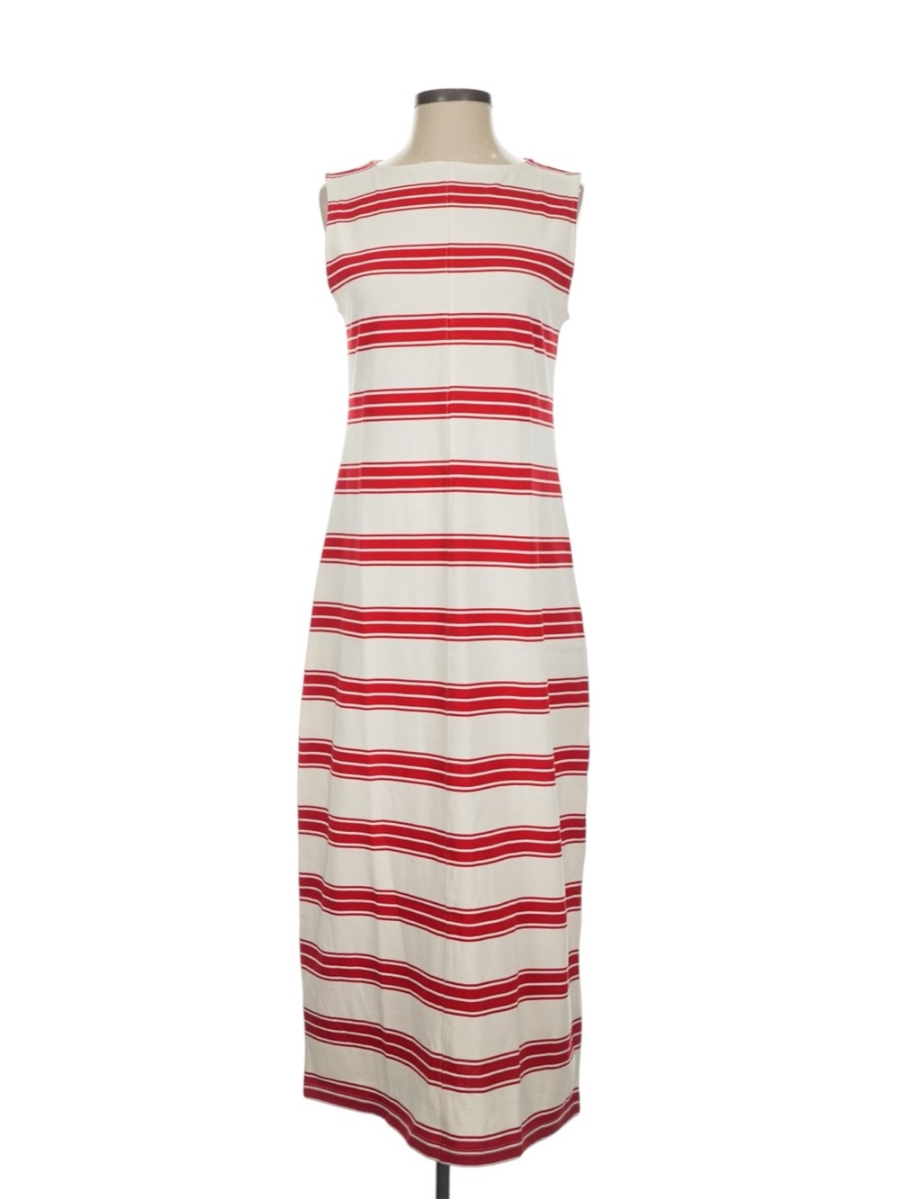 J. Crew Midi Dress in Striped Mariner Cloth Size Small Red Cream 100% Cotton NWT